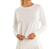 Women's LUV Hype Long Sleeve Tennis Top-Apparel-Lucky In Love-CT910-B-White-Tennis Express