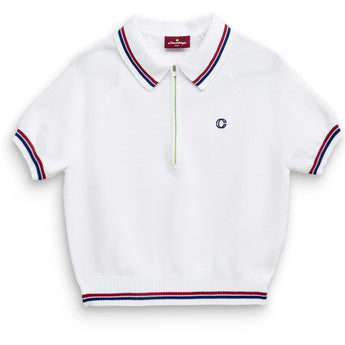 Women's Aceline Cropped Tennis Polo White,Apparel,Courting,,,Tennis Express,CWSS26CP01-1