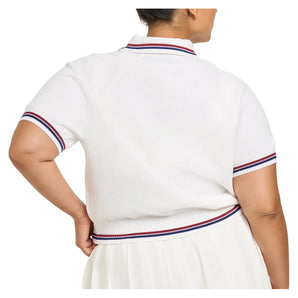 Women's Aceline Cropped Tennis Polo White,Apparel,Courting,,,Tennis Express,CWSS26CP01-2