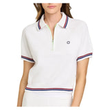 Women's Aceline Cropped Tennis Polo White,Apparel,Courting,White,XS,Tennis Express,CWSS26CP01