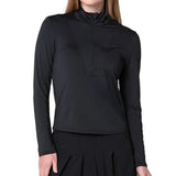 Women's Free Play Zip Long Sleeve Tennis Top Black-Apparel-Lucky In Love-CX034-001F25-3-Tennis Express