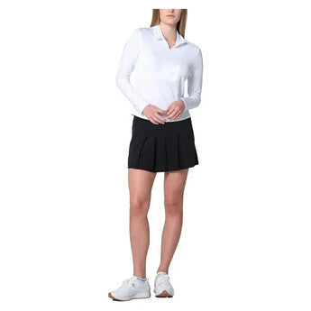 Women's Free Play Zip Long Sleeve Tennis Top White-Apparel-Lucky In Love-CX034-110F25-5-Tennis Express