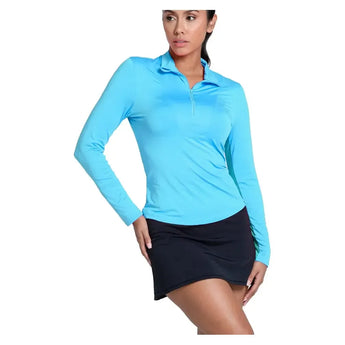 Women's LUV Free Play Zip Long Sleeve Tennis Top Parrot-Apparel-Lucky In Love-CX034-447-1-Tennis Express