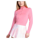 Women's LUV Free Play Zip Long Sleeve Tennis Top Flamingo-Apparel-Lucky In Love-CX034-670S25-1-Tennis Express