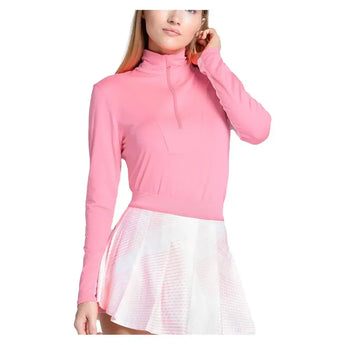 Women's LUV Free Play Zip Long Sleeve Tennis Top Flamingo-Apparel-Lucky In Love-CX034-670S25-2-Tennis Express