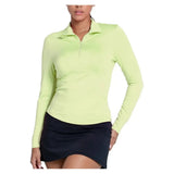Women's LUV Free Play Zip Long Sleeve Tennis Top Lemon Frost-Apparel-Lucky In Love-CX034-718S25-Tennis Express