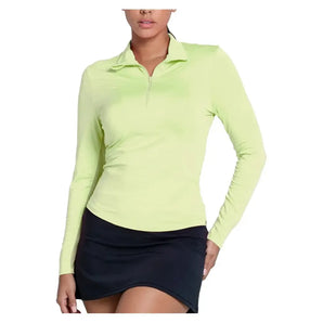 Women's LUV Free Play Zip Long Sleeve Tennis Top Lemon Frost-Apparel-Lucky In Love-CX034-718S25-Tennis Express