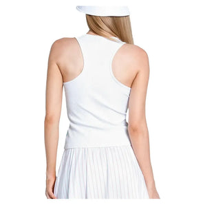Women's Revival Rib Tennis Tank White-Apparel-Lucky In Love-CX050-92A110U25-4-Tennis Express