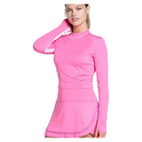 Women's Mock Neck Hip Fit Long Sleeve Tennis Top Taffy-Apparel-Lucky In Love-CX073-695S25-1-Tennis Express
