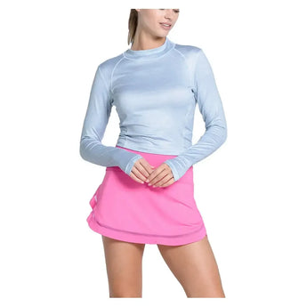 Women's Mock Neck Hip Fit Long Sleeve Tennis Top Heather Grey-Apparel-Lucky In Love-CX073-S49080-2-Tennis Express