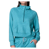 Women's 1/4 Zip Heather Long Sleeve Tennis Top-Apparel-Lucky In Love-CX079-90D301-Tennis Express