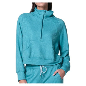 Women's 1/4 Zip Heather Long Sleeve Tennis Top-Apparel-Lucky In Love-CX079-90D301-Tennis Express