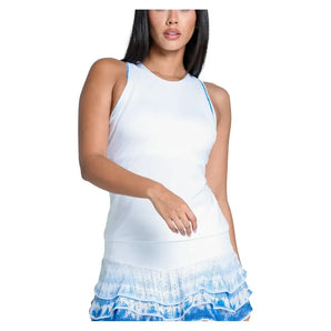 Women's Shibori Stripe Tennis Tank with Bra White-Apparel-Lucky In Love-CX093-44B110U25-1-Tennis Express