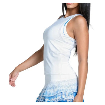 Women's Shibori Stripe Tennis Tank with Bra White-Apparel-Lucky In Love-CX093-44B110U25-Tennis Express