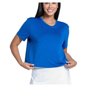 Women's LUV Power Box Tennis Top Electric Blue-Apparel-Lucky In Love-CX095-440S25-Tennis Express