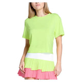 Women's LUV Power Box Tennis Top Lemon Frost-Apparel-Lucky In Love-CX095-718S25-2-Tennis Express