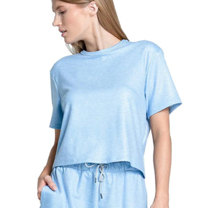 Women's Renew Heather Short Sleeve Tennis Top-Apparel-Lucky In Love-CX097-05B476S25-Tennis Express