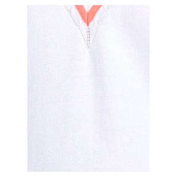 Women's Victory V-Neck Tennis Sweater White and Shocking Pink-Apparel-Lucky In Love-CX105-115-5-Tennis Express