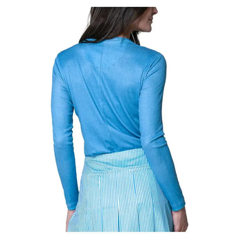 Women's Linen Play Henley Long Sleeve Tennis Top Periwinkle-Apparel-Lucky In Love-CX114-01D432F25-4-Tennis Express