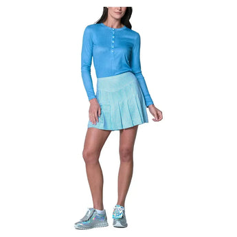 Women's Linen Play Henley Long Sleeve Tennis Top Periwinkle-Apparel-Lucky In Love-CX114-01D432F25-5-Tennis Express