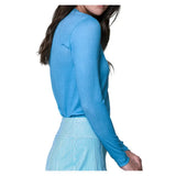 Women's Linen Play Henley Long Sleeve Tennis Top Periwinkle-Apparel-Lucky In Love-CX114-01D432F25-6-Tennis Express