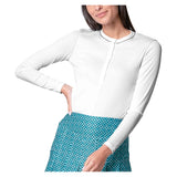 Women's Riviera Henley Long Sleeve Tennis Polo White-Apparel-Lucky In Love-CX114-120H25-668870Tennis Express