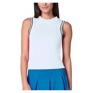 Women's Action Stripe Muscle Tennis Tank White-Apparel-Lucky In Love-CX125-76D11-Tennis Express