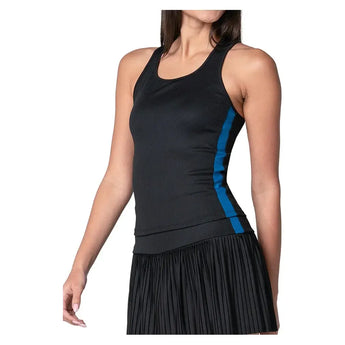 Women's Racer Rib Tennis Tank Black-Apparel-Lucky In Love-CX126-001-2-Tennis Express
