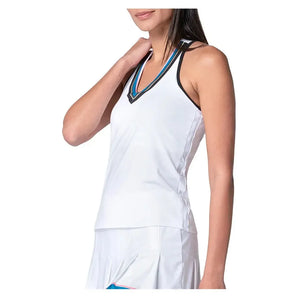 Women's Stripe Hype Tennis Tank with Bra White-Apparel-Lucky In Love-CX130-75D110-2-Tennis Express