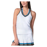 Women's Stripe Hype Tennis Tank with Bra White-Apparel-Lucky In Love-CX130-75D110-Tennis Express