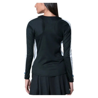 Women's Stripe It Up Long Sleeve Tennis Top Black-Apparel-Lucky In Love-CX131-79D001-2-Tennis Express