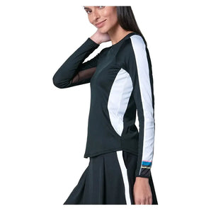 Women's Stripe It Up Long Sleeve Tennis Top Black-Apparel-Lucky In Love-CX131-79D001-3-Tennis Express