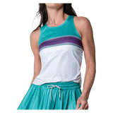 Women's Chroma Stripe Cinch Tennis Tank White-Apparel-Lucky In Love-CX136-85D110-Tennis Express