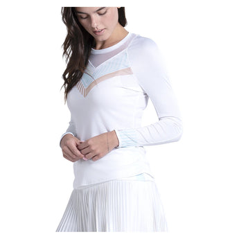 Women's Riviera Club Long Sleeve Tennis Top White-Apparel-Lucky In Love-, [current_file_name-Tennis Express