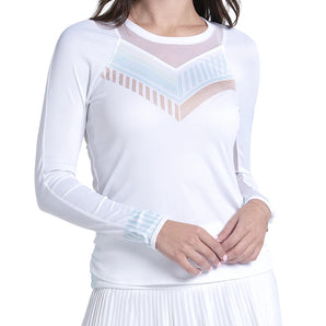 Women's Riviera Club Long Sleeve Tennis Top White-Apparel-Lucky In Love-White-XS, [current_file_name-Tennis Express