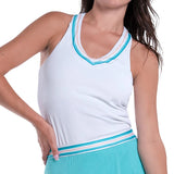 Women's Oasis Stripe Tennis Tank White,Apparel,Lucky In Love,White,XS,Tennis Express,CX154-13F110