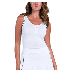 Women's Match Point Tennis Henley Tank,Apparel,Lucky In Love,122 White/Midnight,XS,Tennis Express,CX173-122