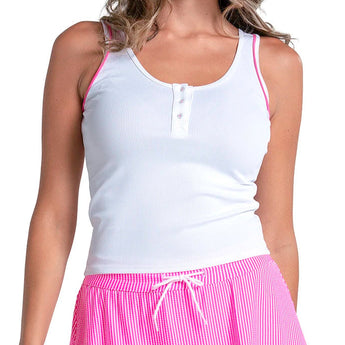 Women's Match Point Tennis Henley Tank,Apparel,Lucky In Love,127 White/Taffy,XS,Tennis Express,CX173-127