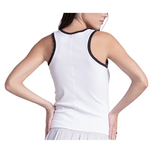 Women's Ace The Rib Tennis Tank White and Black, Lucky In Love, Tennis Express, CX178-110-1