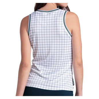 Women's Preppy Please Plaid Tennis Tank White, Lucky In Love, Tennis Express, CX181-96G110-1