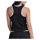 Women's Airplay Rib Tennis Tank Black and White, Lucky In Love, Tennis Express, CX182-001-1