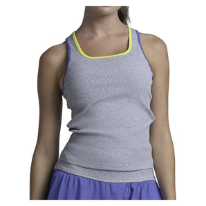 Women's Court Rib Racerback Tennis Tank Heather Grey, Lucky In Love, Heather Grey, Tennis Express, CX186-080-HEATHER-GREY-1