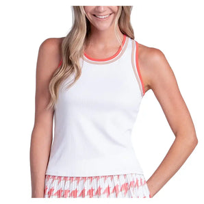 Women's Double Classic Tennis Tank White and Camel,Apparel,Lucky In Love,White/Camel,XS,Tennis Express,CX187-155-3.1