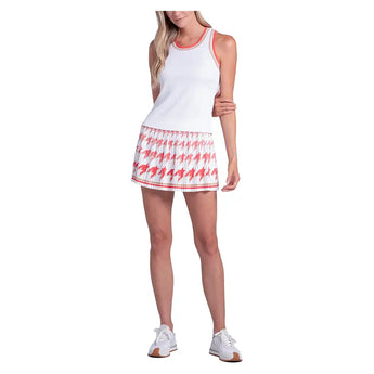 Women's Double Classic Tennis Tank White and Camel,Apparel,Lucky In Love,,,Tennis Express,CX187-155-5.1