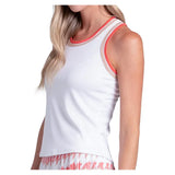 Women's Double Classic Tennis Tank White and Camel,Apparel,Lucky In Love,,,Tennis Express,CX187-155-6.1