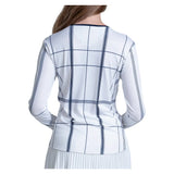 Women's Preppy Love Plaid Long Sleeve Tennis Top White, Lucky In Love, Tennis Express, CX189-99G110-1