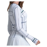 Women's Preppy Love Plaid Long Sleeve Tennis Top White, Lucky In Love, Tennis Express, CX189-99G110-2