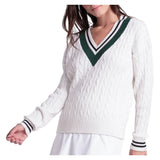 Women's Legacy Court Tennis Sweater White and Green, Lucky In Love, White/Team Green, Tennis Express, CX193-90G150-WHITE-TEAM-GREEN-1