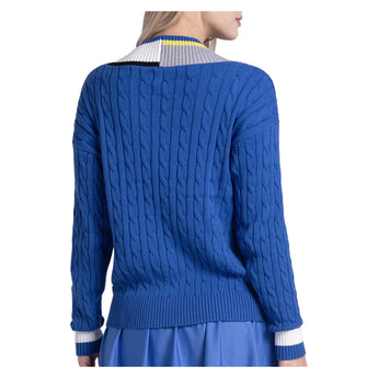Women's Bold Play Tennis Sweater Parisian Blue, Lucky In Love, Tennis Express, CX193-92G434-1