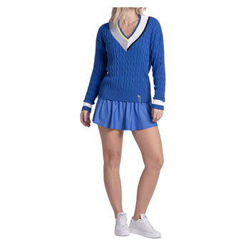 Women's Bold Play Tennis Sweater Parisian Blue, Lucky In Love, Tennis Express, CX193-92G434-3